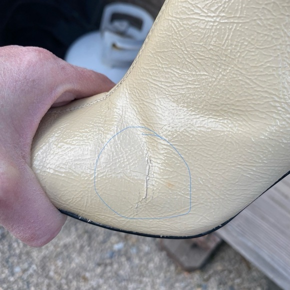 ZARA Ivory Cream Patent Leather Mid Calf Chelsea Boots Size 6 - Picture 6 of 8